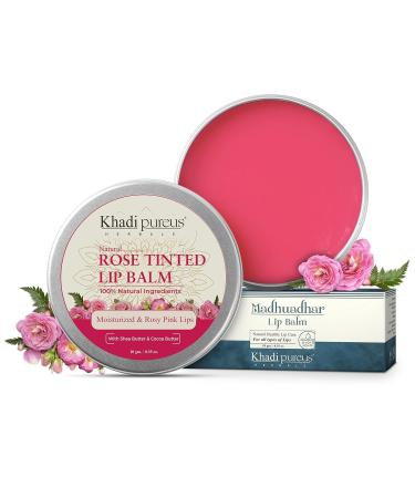 Herbals Rose Tinted Lip Balm for dark lips to lighten Pigmented Hydrates Dry & Chapped Lips with Shea Butter & Cocoa Butter 10gm Rose.