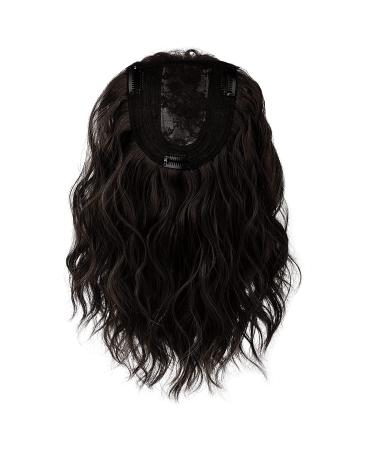 REECHO 12 Inch Synthetic Hair Topper with Bangs - Deep Brown Wavy Hair Extension for Women - Buy Online on GoSupps.com