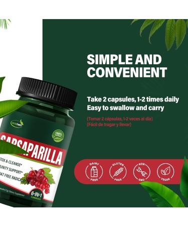 Verdeherb Herbal Capsules Natural Sarsaparilla (Zarzaparrilla) Extract for Detox & Cleanse Immunity Support & Combat Free Radicals. 120Capsules - Buy Online on GoSupps.com