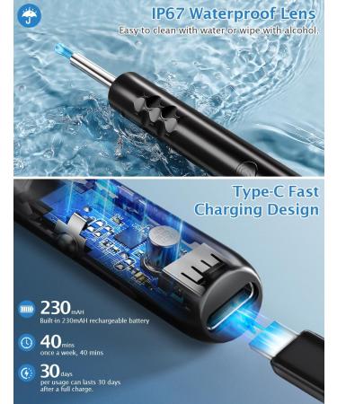 KIEUIENK Ear Wax Removal Tool with Light and Camera - 1296P HD Ear Cleaner with Professional Curette Set - for iOS & Android - Buy Online on GoSupps.com