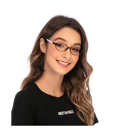 DOOViC Blue Light Filter Computer Reading Glasses Cat Eye Lightweight Frames TR1046 1046 Tortoiseshell 1.0 x