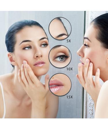 KeaJuidy 5X 10X 15X Magnifying Makeup Mirror Set for Perfect Makeup Application, Tweezing, and Blackhead Removal - 3pcs - Buy Online on GoSupps.com