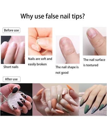 Almond False Nails Tips Full Cover 500PCS Short Acrylic Nails with Case for DIY Nail Art 10 Sizes almond-natural - Buy Online on GoSupps.com