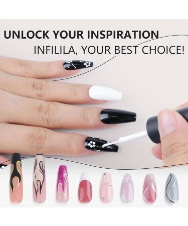 NXJ INFILILA Nail Art Gel Polish 2pcs 8ml Liner Nail Polish Set Gel Liners Black & White Classic Colors Gel Paint for Nails Art French Petal Swirl Fire Nail Design Manicure Salon Liner Blcak White - Buy Online on GoSupps.com