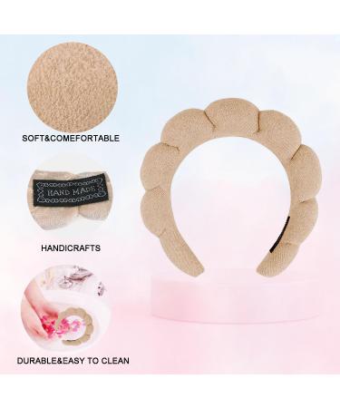 Spa Headband for Women- Bubble Skincare Headband with Wristbands- Terry Cloth, Soft Puffy Design- Black & Light Brown- Ideal for Face Washing and Makeup- Gift Idea - Buy Online on GoSupps.com