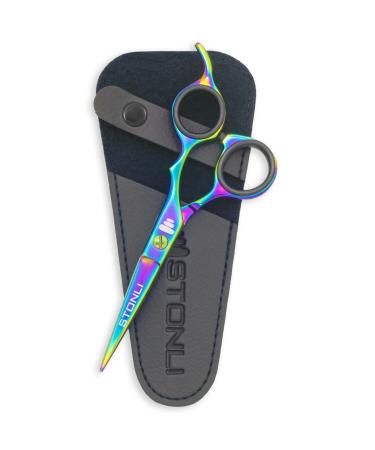STONLI 5 inches Premium Beard & Moustache Scissors for Men - Your Ultimate Facial Hair Styling Tool - Nose Hair Trimming Scissors (Iridescent)