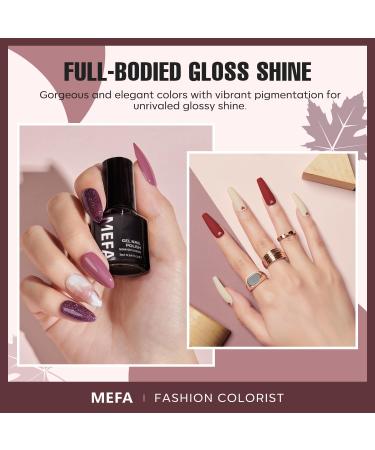 MEFA Gel Nail Polish Set - 12 Colors Including Burgundy Red Champagne Gold Glitter & Dark Purple - Perfect DIY Manicure Gift for Women & Girls - Buy Online on GoSupps.com