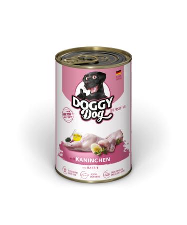 Doggy Dog Paté Kaninchen Sensitive, 6 x 400 g, Wet Dog Food, Grain-Free, with Salmon Oil and Green-Lipped Mussel, Particularly Well-Tolerated Complete Food, Made in