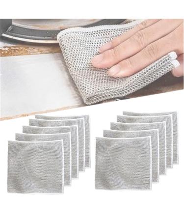 Acssart Wire Dishcloth Acssart Multifunctional Non-Scratch Wire Dishcloth Multipurpose Double Layer Wire Dishwashing Rags for Wet and Dry (10 PCS)