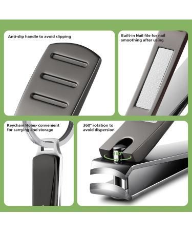 Baluca Upgraded Curved Nail Clipper - Professional Stainless Steel Toenail & Fingernail Cutter for Seniors | Ideal for Thick Nails - Greyish Black - Buy Online on GoSupps.com