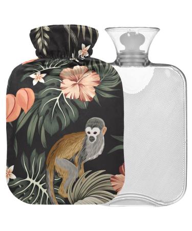 Naanle hawaii flower monkey hot water bottle with cover transparent hot water bottle 1l heat bottle for bed handfoot heat pain relief heat and cold therapy