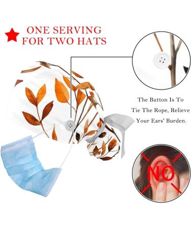 2 Pieces Scrub Caps Women Autumn Flowers Scrub Caps Women Ponytail for Kitchen Multicolour - Buy Online on GoSupps.com