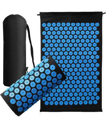 Acupressure Mat Generise Accupressure Body Mat and Pillow Set for Men & Women - Back Neck and Muscle Pain Relief - Includes Travel Bag with Adjustable Strap (Black with Blue Spikes) - Buy Online on GoSupps.com