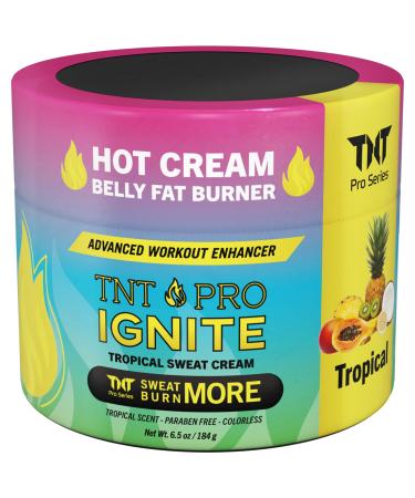 Hot Sweat Cream Pre Workout Enhancer Thermogenic Heat Gel - Skin Tightening & Anti Cellulite Remover Burner Cream for Stomach Belly Fat & Sweat Loss – Slimming Cream by TNT Pro Ignite - Tropical Scent
