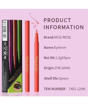 Waterproof Liquid Eyeliner Set - 6 Colors Long Lasting Waterline Eyeliner Set | Sweatproof Multi-Use Colored Eyeliner Pencil Waterproof Quick Dry Liner Easily to Create Any Look Frifer - Buy Online on GoSupps.com