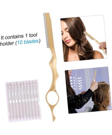 Buy Minkissy Thinning Hair Razor Set | Rustproof Steel Hair Styling Tool | 18x2cm Golden Manual Cutter for Salons - International Shipping Available - Buy Online on GoSupps.com