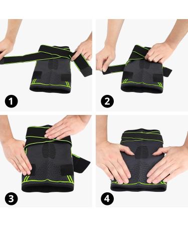 Milaiun Kniebandage - 2 Pack Sports Knee Supports for Men & Women | Non-Slip Unisex Knee Orthosis for Outdoor Sports & Strength Training (Green 2XL) - Buy Online on GoSupps.com