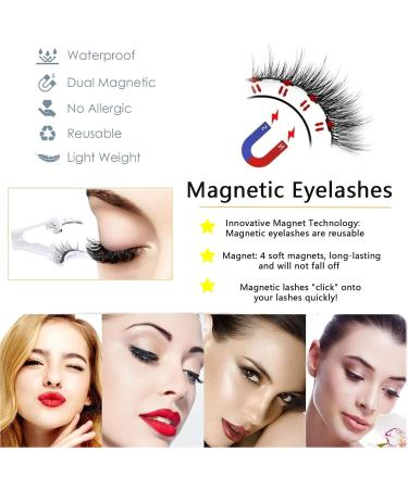 Magnetic Eyelashes 3D Magnetic Lashes No Glue Needed Magnetic Eyelashes with Applicator False Eyelashes Magnetic Reusable Magnetic Eyelashes Natural Look Magnetic Eyelashes without Eyeliner 3 Pairs - Buy Online on GoSupps.com