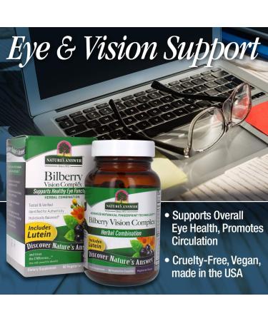 Nature's Answer Bilberry Vision Complex Capsules - 60 Vegetarian Capsules | Supports Eye Health & Vision - Buy Online on GoSupps.com