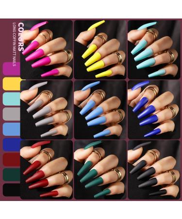 Teenitor 432Pcs Long Coffin Press On Nails Matte Fake Nails - 18 Packs, Nail Glue Included - Buy Online on GoSupps.com