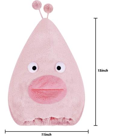 FakeFace Funny Hair Dryer Children Head Towel - Large Pink Microfiber Hooded Turban for Soft Fast Hair Drying - Buy Online on GoSupps.com