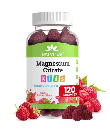 Natvites Magnesium for Kids - Magnesium Gummies for Kids - Supports A Calm & Relaxed Mood Nerve & Bone Health Healthy Kids Sleep Habits - Gluten Free Gelatin Free Magnesium Calm Gummies (120 Count)