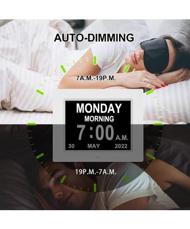 Digital Day Alarm Clock  Calendar Day Clock for Dementia  Alzheimer  Memory Loss  Vision Impaired  Senior  12 Alarms  8 Languages  White - Buy Online on GoSupps.com