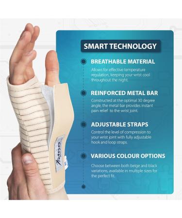 BREATHABLE Wrist Support Brace Splint for Carpal Tunnel, Sprains, Tendonitis - Beige Large Right | Actesso (1 Pack) - Buy Online on GoSupps.com