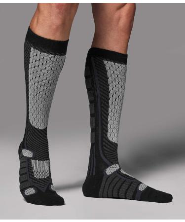 TSLA 2 Pack Winter Ski Socks - Men and Women Calf Compression Snowboard Socks - Warm Thermal Socks for Cold Weather - 2pairs Black/Orange - Size Large - Buy Online on GoSupps.com
