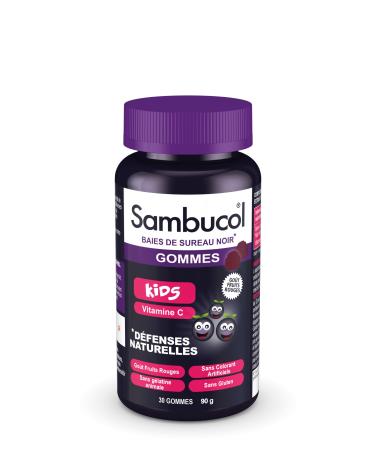 Sambucol Kids Gummies 30 Gommes la Sureau Noir & Vitamine C Pour Enfants 4-12 ans Vegan Sans Colorants Artificiels