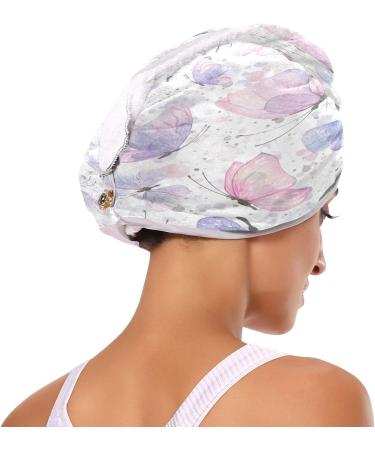 Butterflies Dry Hair Cap Set - 2 Piece Quick Drying Towel & Soft Button Headband | Super Absorbent Comfort for All Hair Types | International Shipping - Buy Online on GoSupps.com