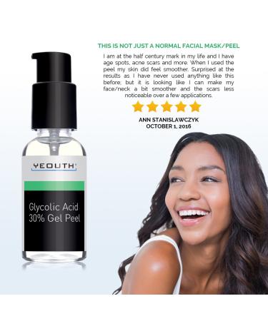 Yeouth Glycolic Acid 30% Gel Peel - Exfoliating Facial Peel | 2 fl oz (60 ml) - Buy Online on GoSupps.com