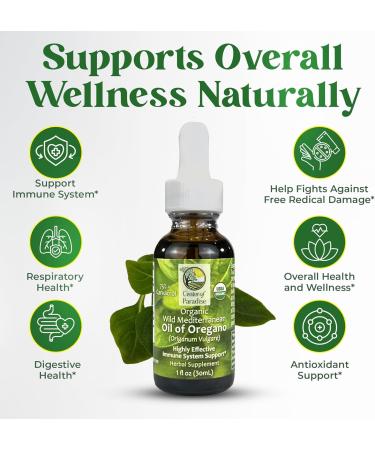 Center of Paradise Wild Mediterranean Oil of Oregano with 75%+ Carvacrol (1 fl oz) Certified Oregano Oil Organic Drops in Extra Virgin Olive Oil for Immune* & Respiratory* Support Approx 450 Servings - Buy Online on GoSupps.com