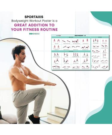 SPORTAXIS Bodyweight Workout Poster - 32 No-Equipment Exercises for Home & Gym Training | Gloss Double-Sided Lamination (16.5 x 27 inches) - Buy Online on GoSupps.com