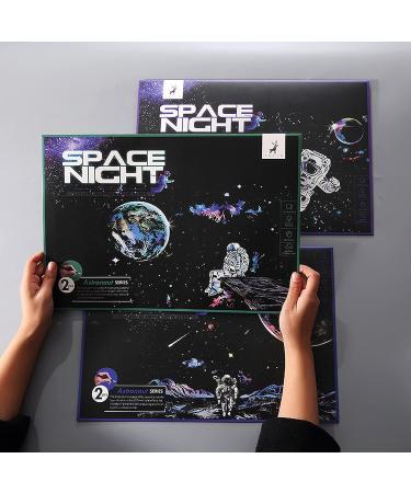 Space Series Scratch & Engraving Art Paper Kit - 3 Pack with Tools for Kids & Adults | Rainbow Sketch Cosmos & Astronaut Starry Sky Painting Craft Set - Buy Online on GoSupps.com