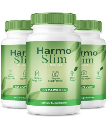 (3 Pack) HarmoSlim Advanced Health & Body Goals Support with a Premium Natural Blend to Help Sustain Energy Fitness & Wellness | Just 2 Easy-to-Swallow Pills a Day (180 Capsules)