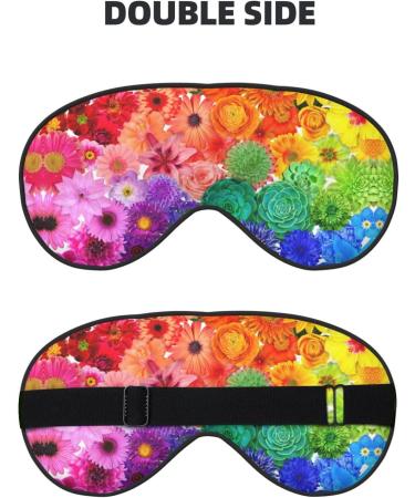 Rainbow Flowers Print Unisex Sleep Mask | Double-Sided Eye Mask for Sound Sleep & Skin Care - Buy Online on GoSupps.com