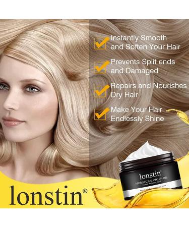 Lonstin Argan Oil Hair Treatment Mask - Deep Conditioning Keratin Treatment for Dry, Damaged Hair - Anti-Frizz, Split Ends, Hydrating Repair Mask for Men and Women - 10.14 fl oz - Buy Online on GoSupps.com