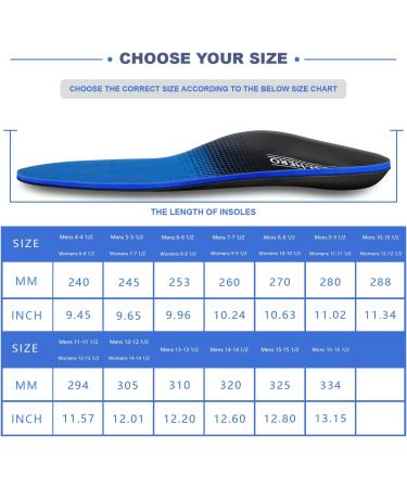 Plantar Fasciitis Insoles High Arch Support Orthotic Inserts | Blue, Mens 8-8 1/2 | Womens 10-10 1/2 - Relieve Foot Fatigue - Buy Online on GoSupps.com