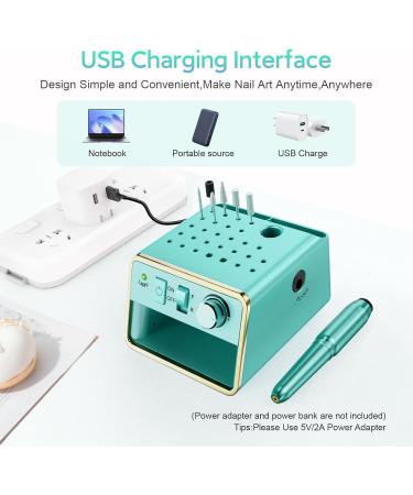 ALLE S Electric Nail Drill Kit - Portable USB Powered with 20000 RPM, 6 Bits & 106 Bands - Green - Buy Online on GoSupps.com