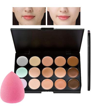 REMEK Cream Concealers Pure Full Coverage Cosmetic Cream Makeup Kit | Makeup Concealer 15 Colours and 1 Makeup Brushes and 1 Puff Egg - Buy Online on GoSupps.com