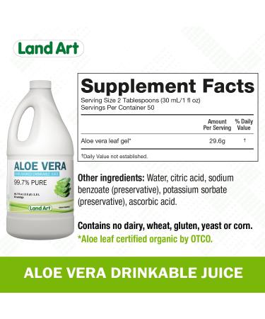 Organic Pure Aloe Vera Juice - Cold-Processed from Texas Fresh Leaves - 50.7 fl oz - Gastrointestinal Aid - Buy Online on GoSupps.com