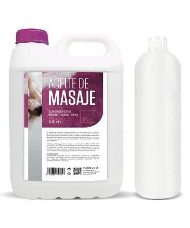 Sweet Almond Oil, Rosemary, Lavender and Fennel 5L + Refillable Bottle 500 ml | Professional Massage Oil | Body Oil