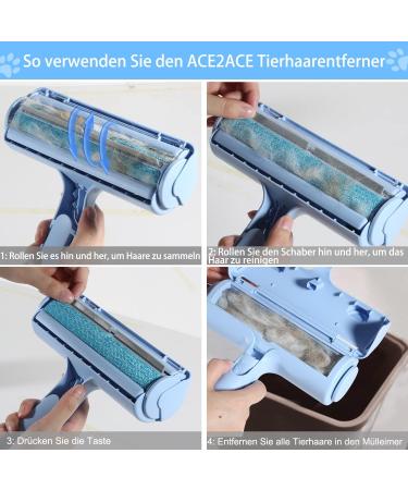 Ace2ace Reusable Animal Hair Remover Lint Roller - Perfect for Dog & Cat Hair on Sofas Carpets & More - Baby Blue - Buy Online on GoSupps.com