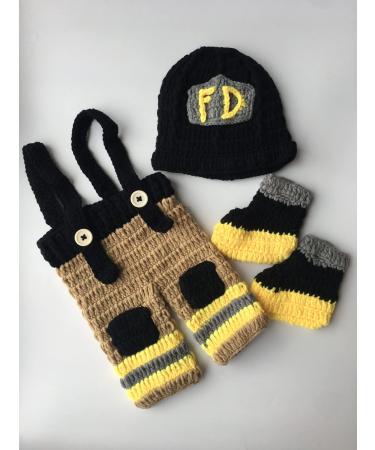 Pinbo Baby Firefighter Photography Prop Set - Crochet Knitted Hat, Pants, Shoes - Buy Online on GoSupps.com