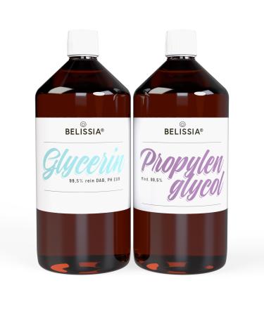 Belissia glycerin 1000ml + propylene glycol 1000ml - high -purity VG glycerin (99.5%) liquid E422 1000ml + PG propylene glycol (99.9%) liquid E1520 1000ML - PUR 0%additives 1000ml PG + 1000ml VG