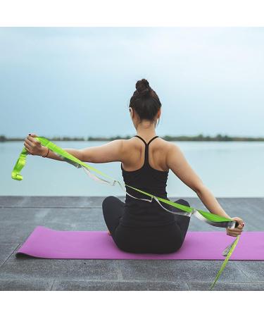 SANKUU Stretching Strap with 12 Loops + Workout Poster | Non-Elastic Yoga Straps for Physical Therapy & Exercise | Green Hamstring Stretcher for Pilates, Dance, Gymnastics | Women & Men - Buy Online on GoSupps.com