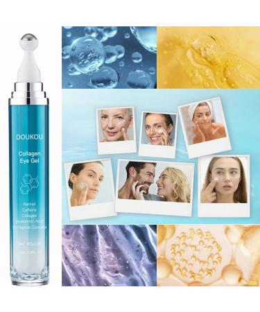 DOUKOU Eye Gel Eye Serum Eye cream with Retinol Caffeine Collagen Hyaluronic Acid 10 Peptide Complex Puffy Bags Fine Lines Dark Circles Wrinkles Anti Aging 360 Roller Applicator 0.5oz - Buy Online on GoSupps.com