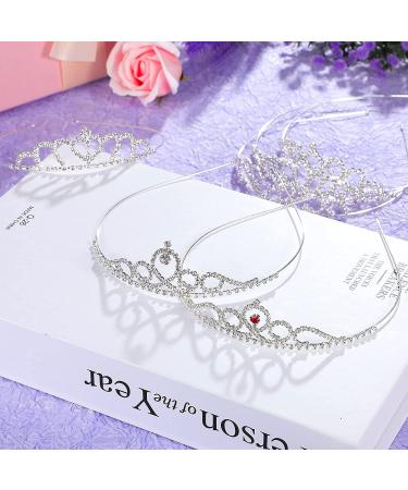 Silver Rhinestone Crystal Princess Tiara Crown - 16 Pieces for Girls Birthday, Prom, Wedding | Kids Headband for Party Pageant - Buy Online on GoSupps.com