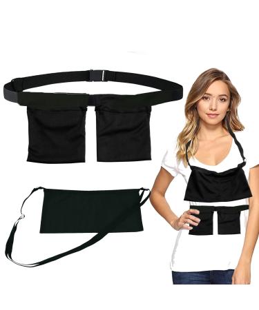 Mastectomy Drainage Pouch with Shower Bag Adjustable Comfort Drain Holder Waist Belt for Post-Operative Breast Surgery Drains Management Recovery (Black)